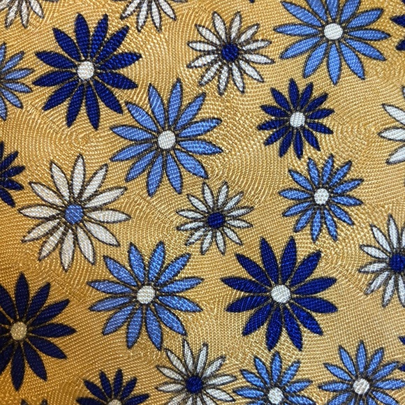 Vtg GJ CAHN Daisy Print Floral Silk Tie Makers To The Universe USA Made Textured - Picture 5 of 16